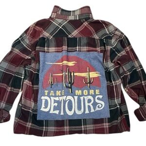 Take More Detours Western Cowgirl Upcycled Festival Flannel Shirt